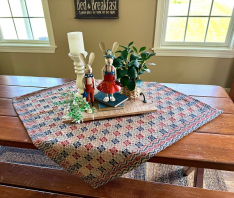 PARLOR WEAVE RED/NAVY/LINEN 52" TABLE SQUARE